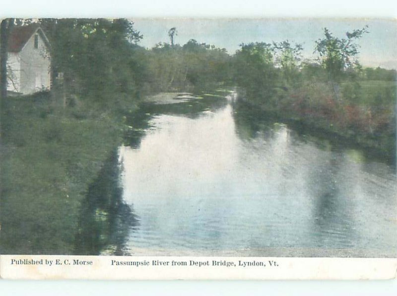 Divided-back RIVER SCENE Lyndon - Near St. Johnsbury Vermont VT AE6597