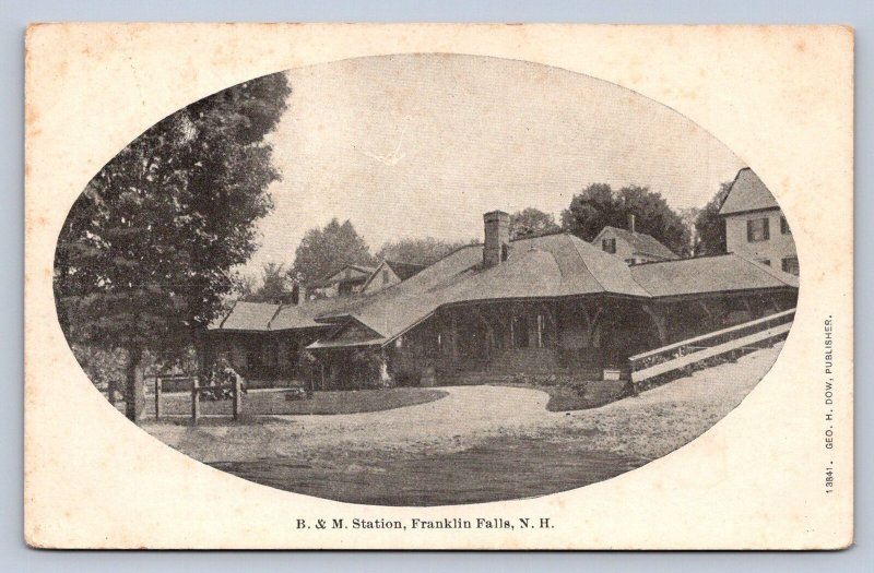 J88/ Franklin Falls New Hampshire Postcard c1910 B&M Railroad Depot 360