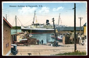 dc701 - YARMOUTH Nova Scotia Postcard 1931 Steamer at Harbor Dock by McKinlay