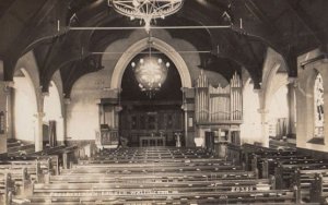 Waddington First Presbyterian Church Organ Interior Antique Real Photo Postcard