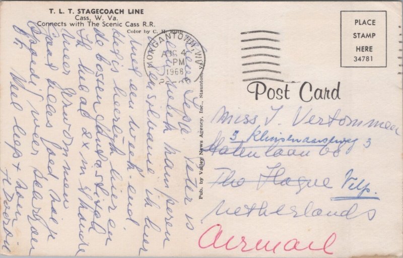 T.L.T. Stagecoach Line Cass West Virginia Vintage Postcard C274