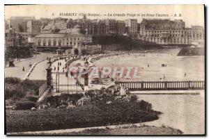 Old Postcard Cote Basque Biarritz La Grande Plage and the Two Casinos
