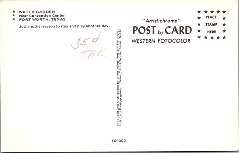 Postcard GARDEN SCENE Fort Woth Texas TX AL9901