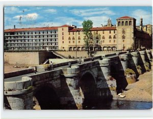 Postcard Hostal de San Marcos and Roman Bridge, León, Spain