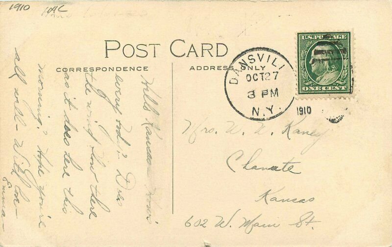 Dansville New York Hyland House 1910 Postcard Delong Stationery 11712