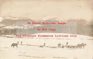 MT, Whitefish, Montana, RPPC, Workers Harvesting Ice from a Lake, Westham Photo