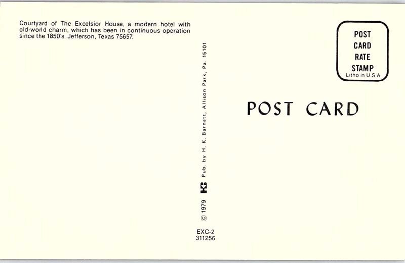 Postcard HOTEL SCENE Jefferson Texas TX AI8538
