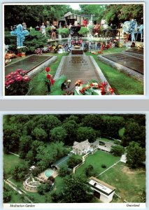 2 Postcards MEMPHIS, TN ~ Graves ELVIS PRESLEY GRACELAND Meditation Garden 4x6