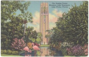 Singing Tower, Mountain Lake Sanctuary, Lake Wales FL, Vintage Linen Postcard #1