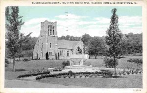 Chapel & Fountain Masonic Homes Elizabethtown Pennsylvania 1941 postcard