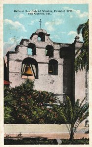 USA Bells At San Gabriel Mission California Postcard 09.00