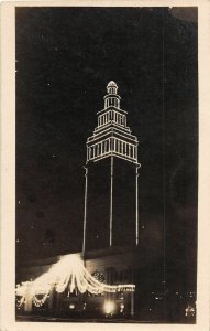 J7/ San Francisco California Postcard RPPC c1910 Night Tower Lights 115
