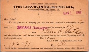 PC Subscription Receipt Woman's Magazine Lewis Publishing St. Louis Missouri