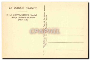 Old Postcard La Douce France Le Mont St Michel Abbey Refectory Des Moines