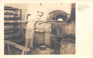 Baking in Hearth Oven, Amana, Iowa USA Real Photo People Working 1947 