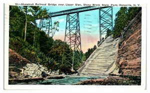 Shawmut Railroad Bridge over Upper Glen, Dansville, NY Postcard *6T1