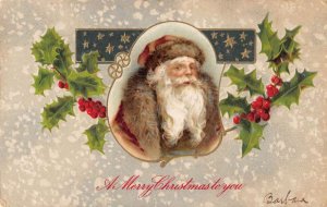 Group of 3 Christmas Greetings Santa Claus All Different Winsch Postcard AA27549