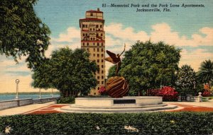 Florida Jacksonville Memorial Park and The Park Lane Apartments 1953 Curteich