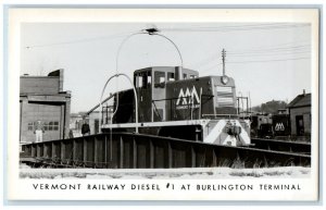 c1910's Vermont Railway Diesel #1 At Burlington Terminal RPPC Photo Postcard