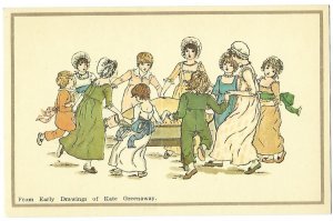 Post Card Print of an Early Drawing of Kate Greenway Children