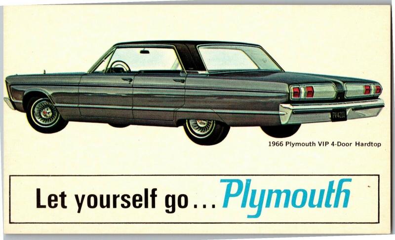 1966 Plymouth VIP 4-Door Hardtop Advertising Vintage Postcard R05