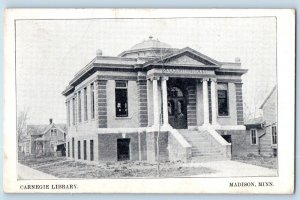 Madison Minnesota MN Postcard Carnegie Library Exterior Building c1908 Vintage