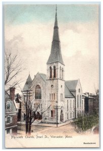 c1905 Plymouth Church Pearl St. Worcester Massachusetts MA Antique Postcard