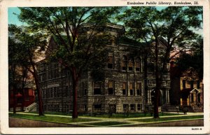 Vtg 1940's Kankakee Public Library Building Kankakee Illinois IL Postcard