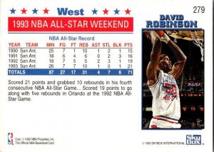 1993 Nab Basketball Card David Robinson Utah Jazz sk20195