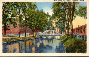 Maine Lewiston Mills Along The Canal 1943 Curteich