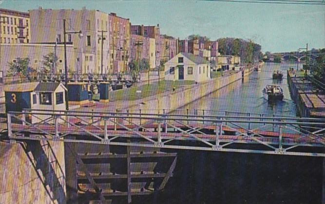 New York Fulton Barge Canal Lock From Oneida Street Bridge 1965