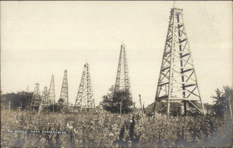 Parkersburg WV Oil Field Derricks c1905 Real Photo Postcard dcn