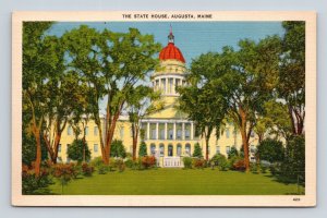 State Capitol Building Augusta Maine ME UNP Unused Linen Postcard N3