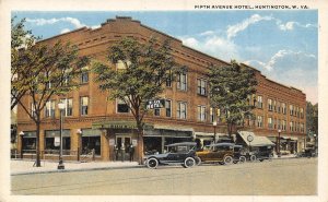 Fifth Avenue Hotel Cars Huntington West Virginia 1920s postcard