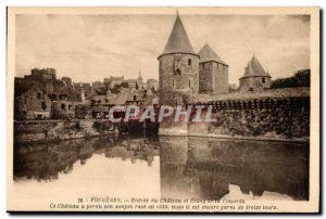 Old Postcard Fougeres Entree du Chateau Pond and the Couarde this Chateau has...