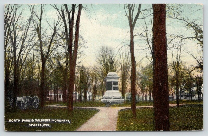 Sparta Wisconsin~North Park~Civil War Soldiers Monument~Cannon~Big Houses~1911 