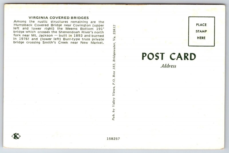 Covington Virginia~4 Covered Bridges~Vintage Postcard