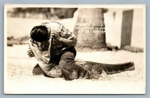 MUSA ISLE FL SEMINOLE w/ ALLIGATOR VINTAGE REAL PHOTO POSTCARD RPPC