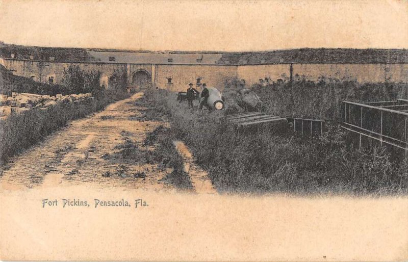 Pensacola Florida birds eye view Fort Pickins antique pc BB3484 