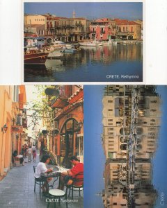 Crete Krete Rethymno Restaurant Cafe Boats 3x Postcard s