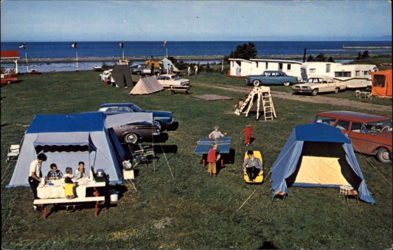 Bonaventure Quebec PQ Little Brook Camping Tents Ping Pong Vintage Postcard