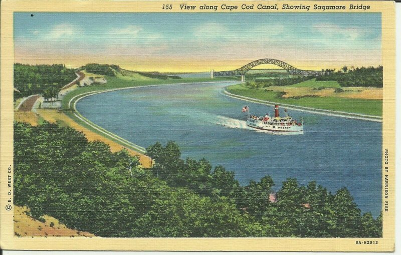 View Along Cape Cod Canal, Showing Sagamore Bridge