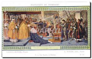 Old Postcard From Basilica Domeremy Lionel Royer's coronation in Reims Joan &...