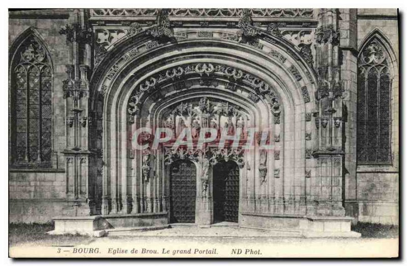 Postcard Old Brou Church Bourg Grand Portal