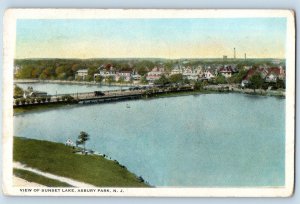 Asbury Park New Jersey Postcard View Sunset Lake Aerial View 1922 Vintage Posted