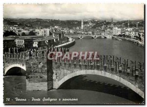 Modern Postcard Verona Ponte Scaligero e panorama