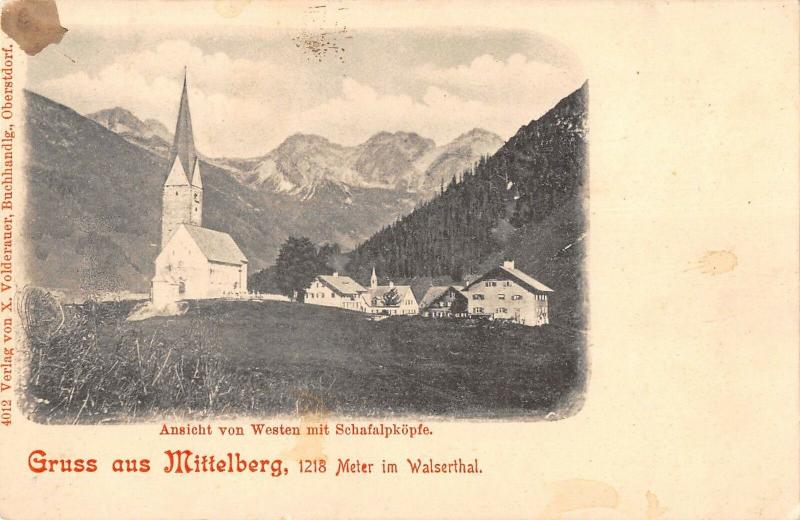 BG19514 gruss aus mittelberg walserthal austria westen mit schafalpkopfe