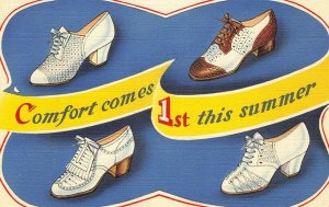 Portsmouth OH Comfort comes 1st this summer White Shoes C. T. Linen Postcard