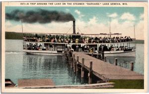 Trip Around the Lake on Steamer Harvard Lake Geneva WI Vintage Postcard P15