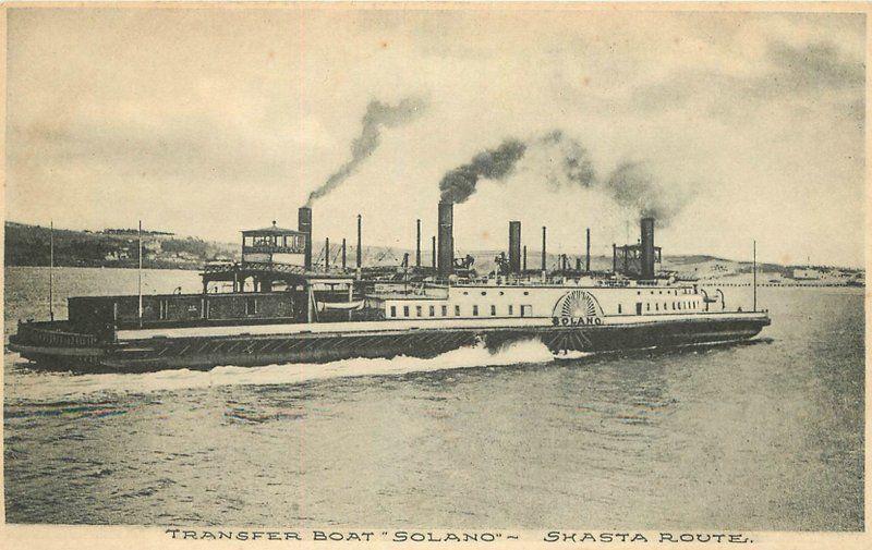 California C-1910 Railroad Transfer Boat Solano Shasta Route postcard 7339